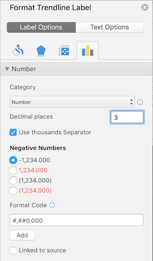 Format trendline label