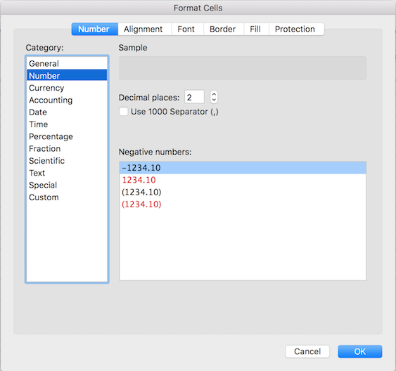 Format menu