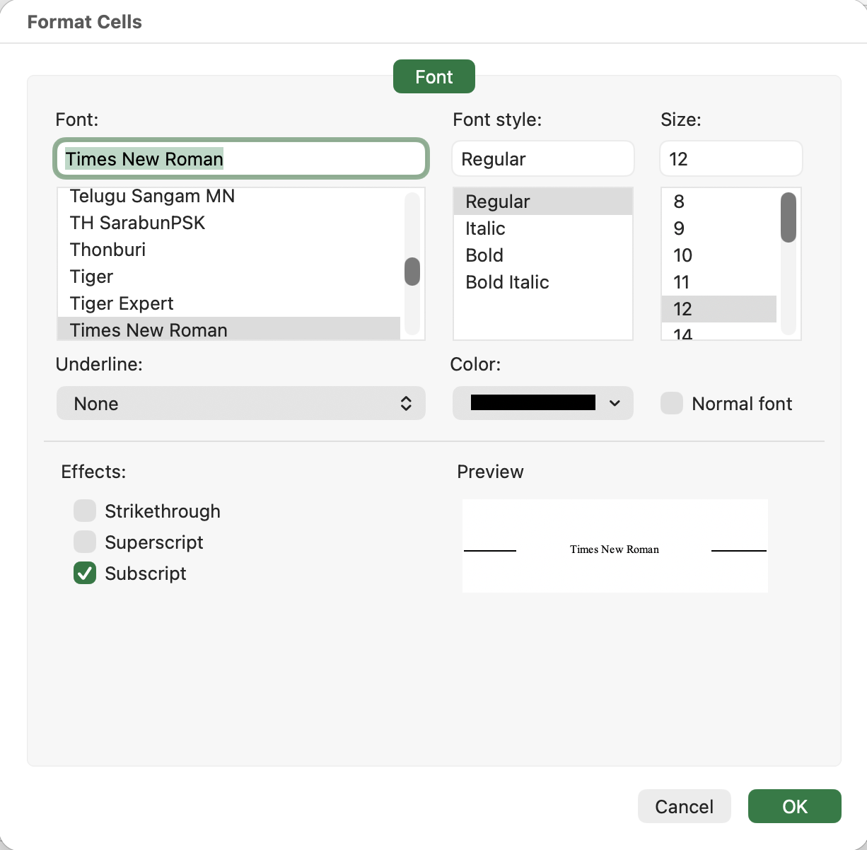 Format cells